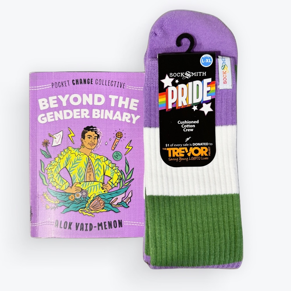 Beyond the Gender Binary Book and Genderfluid Socks Set